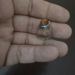 Sterling Silver and Brown Stone Ring Sz 5